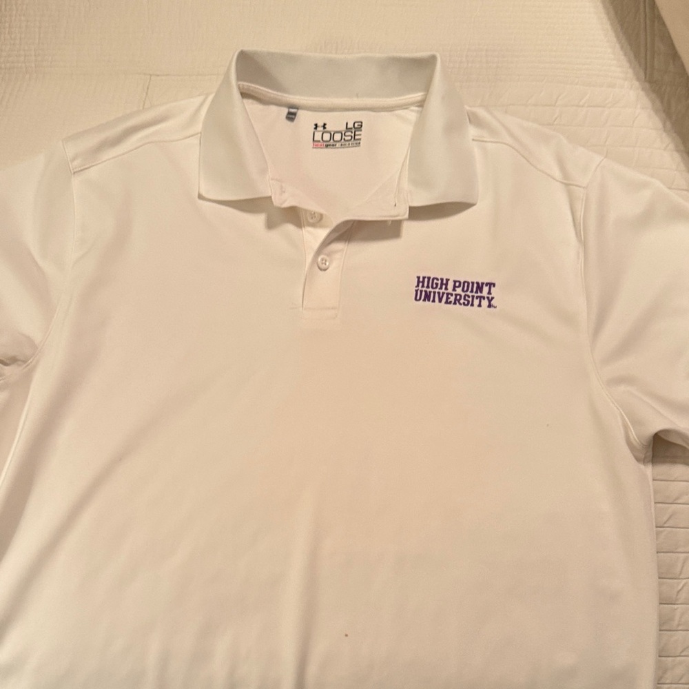 Under Armour White Polo with Purple Embroidery